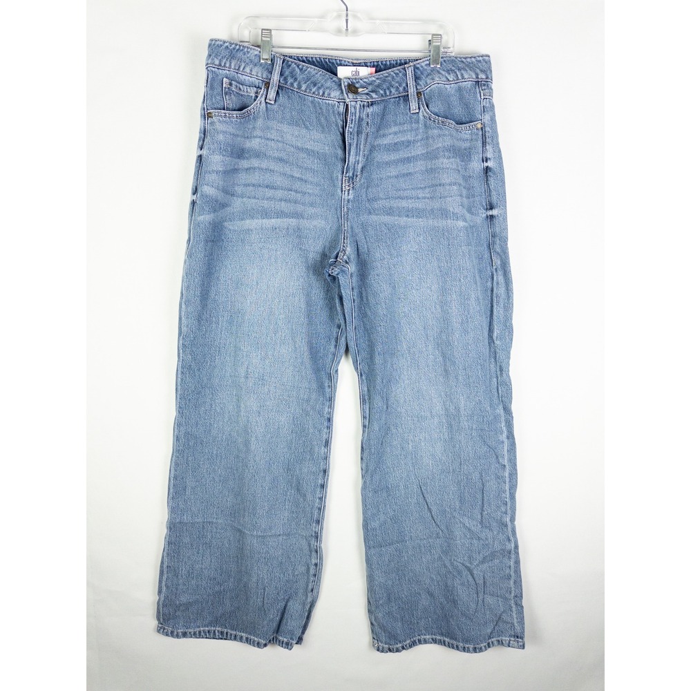 Cabi Jeans Ashbury Wide Leg Crop Jeans Womens 14 Light Blue Relaxed Streetwear